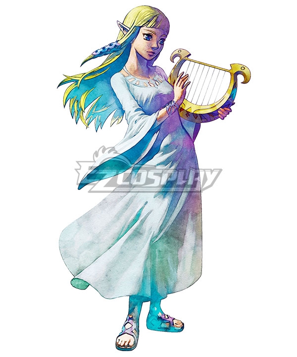 TLOZ: Skyward Sword Princess  Goddess Hylia White Dress Cosplay Costume