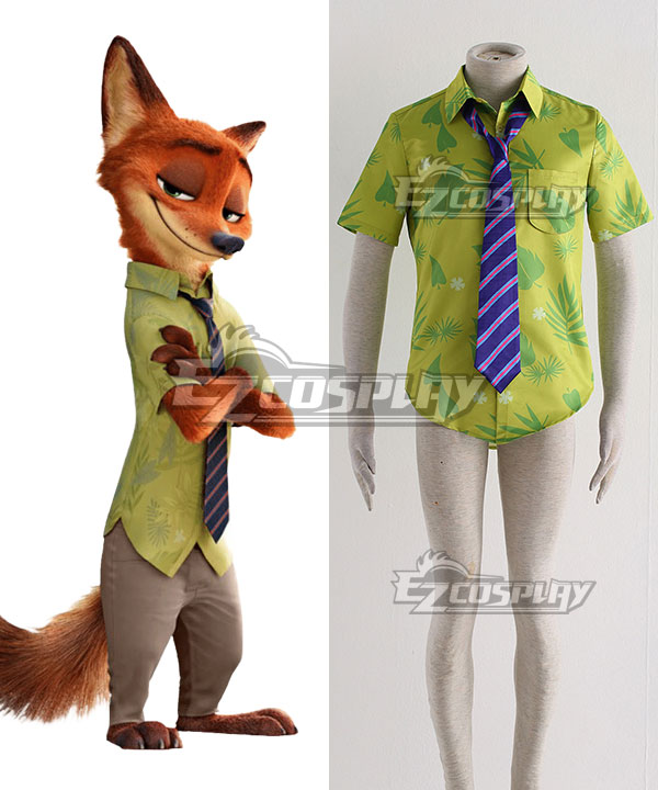 Disney Zootopia Nicholas P.Wilde Fox Nick Cosplay Costume - Only Shirt, Tie