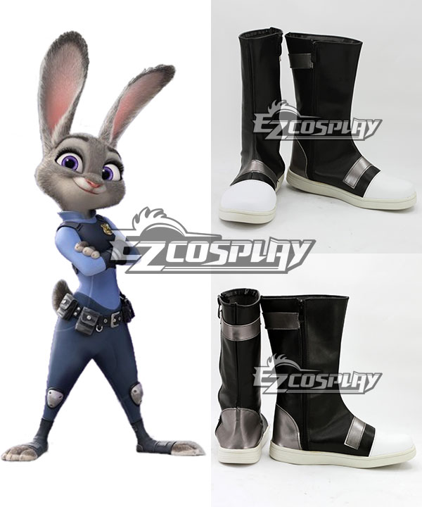 Disney Zootopia Officer Judy Hopps Black Shoes Cosplay Boots