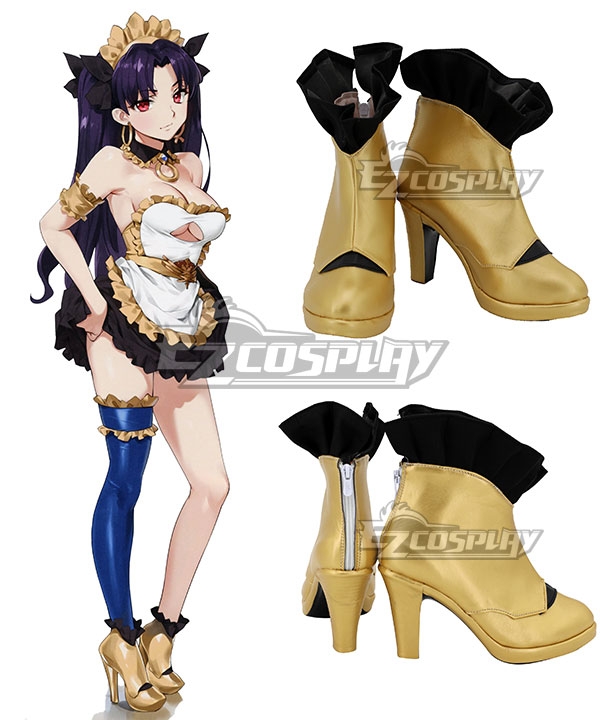 Fate Grand Order Archer Ishtar Maid Wear Golden Cosplay Shoes