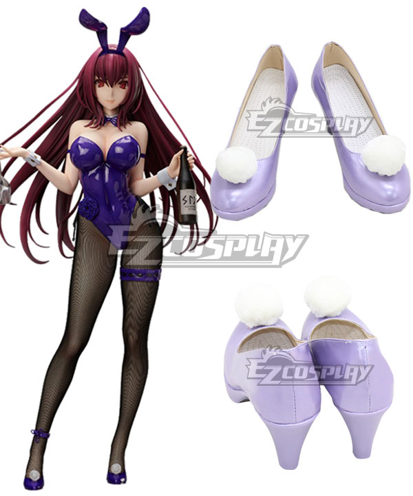 Fate Grand Order Assassin Lancer Scathach Bunny Girl Purple Shoes Cosplay Boots