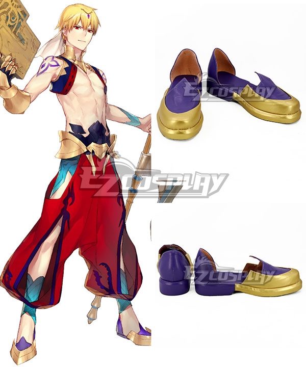 Fate Grand Order Caster Gilgamesh Golden Purple Cosplay Shoes