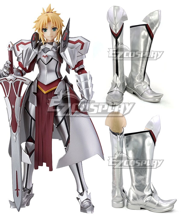 Fate Grand Order Fate Apocrypha Saber Mordred Silver Shoes Cosplay Boots