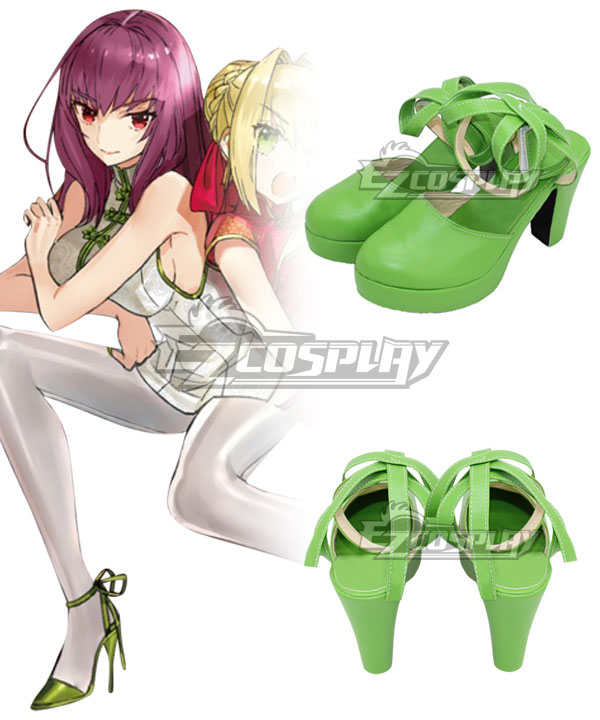 Fate Grand Order Fate Extella Link Lancer Scathach Cheongsam Green Cosplay Shoes