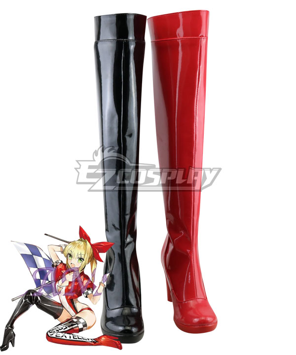 Fate Grand Order Fate EXTELLA Racing Suit Nero Saber Red Black Shoes Cosplay Boots