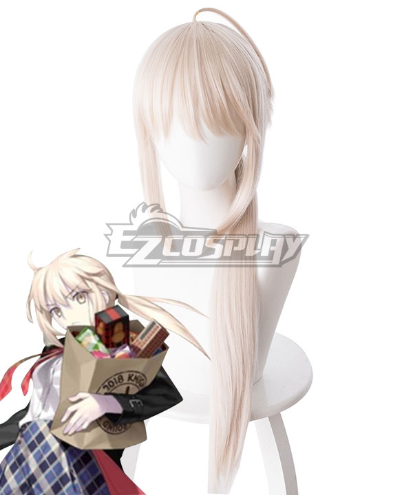 

Fate Grand Order FGO Anniversary Saber Artoria Pendragon Alter Casual Light Golden Cosplay Wig - 235Z
