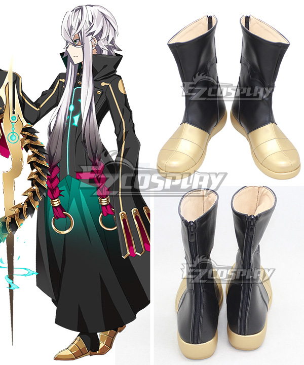Fate Grand Order FGO Caster Asclepius Black Golden Shoes Cosplay Boots