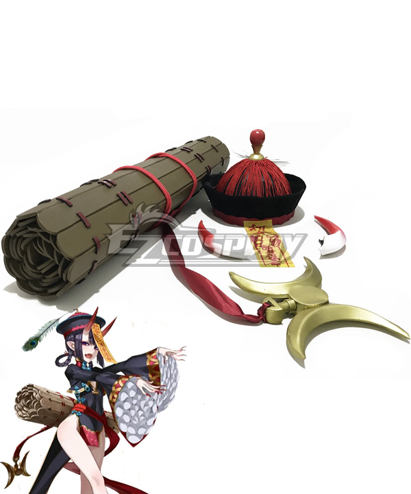 Fate Grand Order FGO FES 2019: Chaldea Park Assassin Shuten Douji Zombie Halloween Bamboo tube Hat Horn Cosplay Accessory Prop