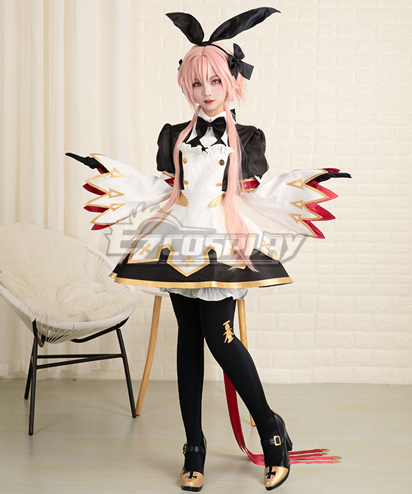 astolfo black dress Fate Grand Order FGO Saber Stage 3 Maid Halloween Cosplay Costume Cut it:42 BCBGMAXAZRIA Floral-Appliqué Strapless High-Low the pie looks so dress_type_1920's Prom Dress