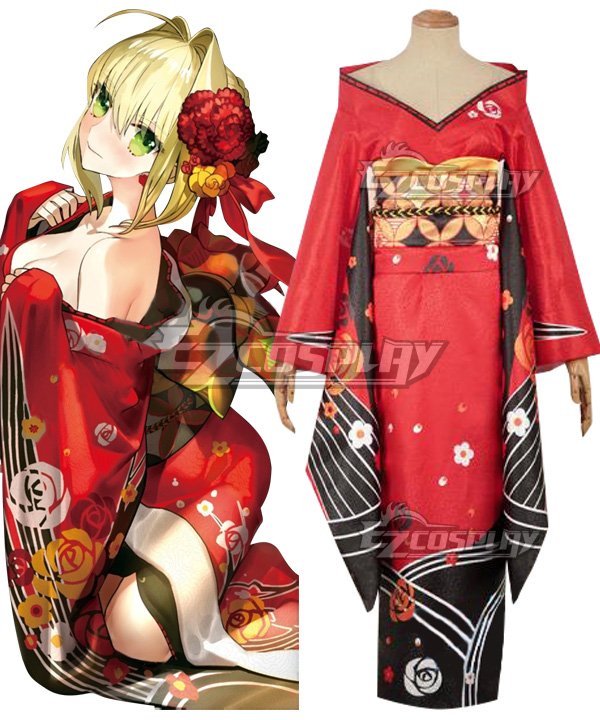 Fate Grand Order FGO Saber Caster Nero Claudius Kimono Cosplay Costume