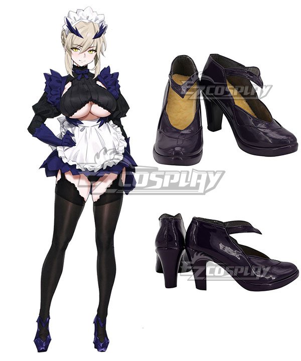 Fate Grand Order Lancer Artoria Pendragon Maid Black Cosplay Shoes