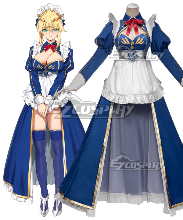 Fate Grand Order Lancer Artoria Pendragon Maid BLue Cosplay Costume