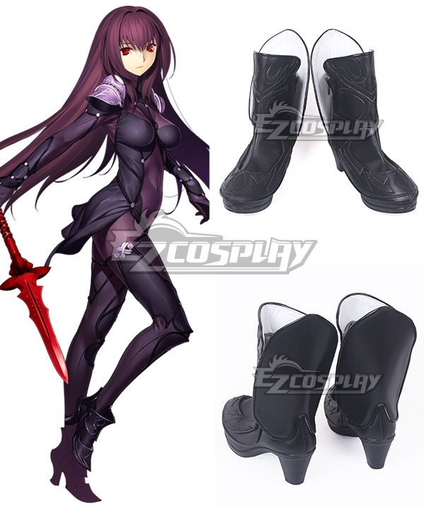 Fate Grand Order Lancer Scathach Black Shoes Cosplay Boots