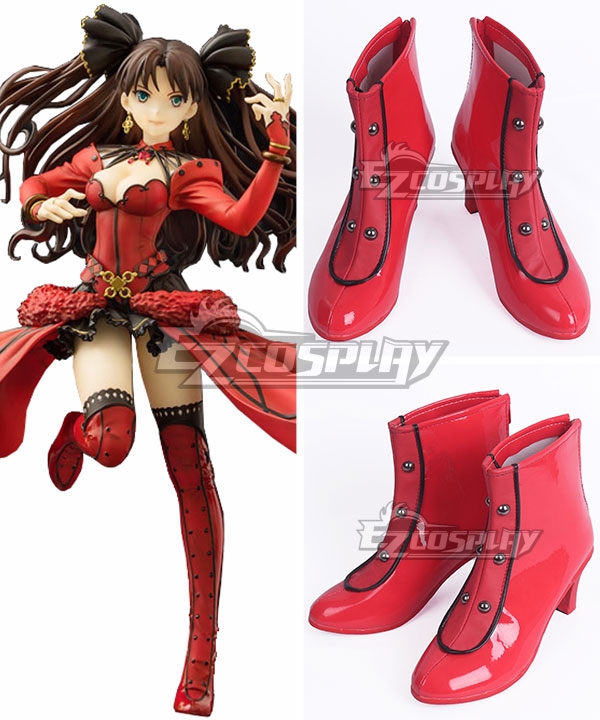 Fate Grand Order Rin Tohsaka Formal Craft Red Black Cosplay Shoes