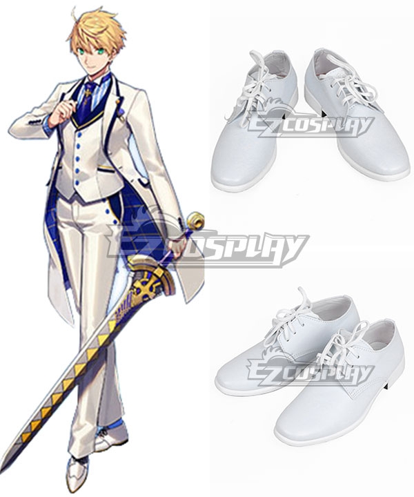Fate Grand Order Prototype Arthur Pendragon White Rose White Cosplay Shoes