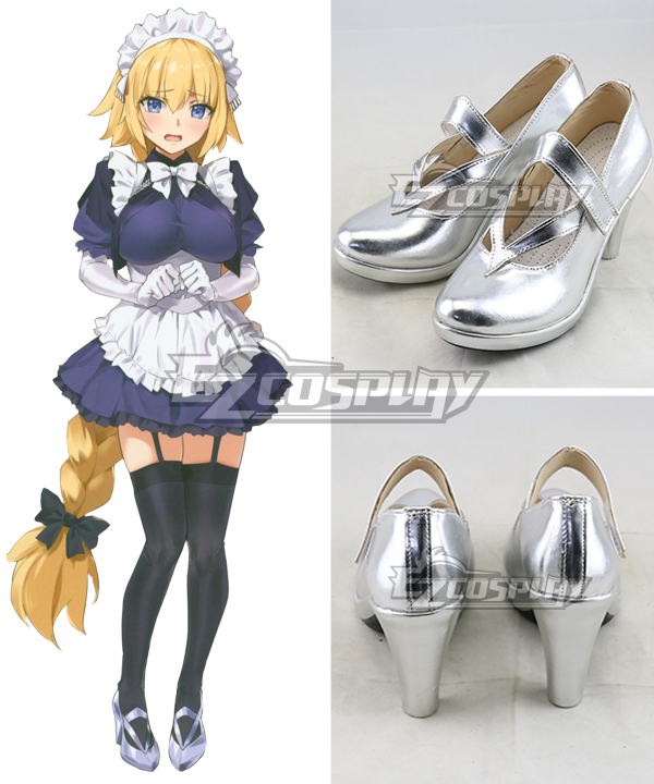 Fate Grand Order Ruler Joan Of Arc Jeanne D'Arc Maid Wear Silver Cosplay Shoes