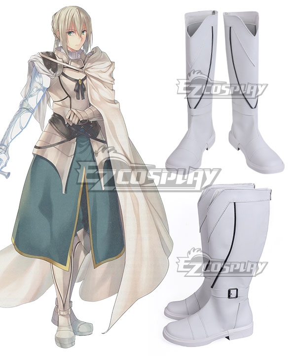 Fate Grand Order Saber Bedivere White Silver Shoes Cosplay Boots