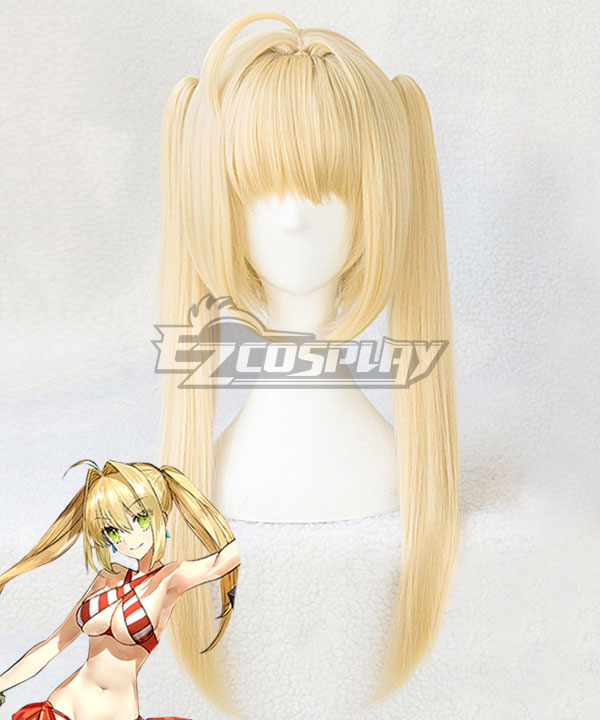 Fate Grand Order Saber Caster Nero Claudius Swimsuit Golden Cosplay Wig - B Edition