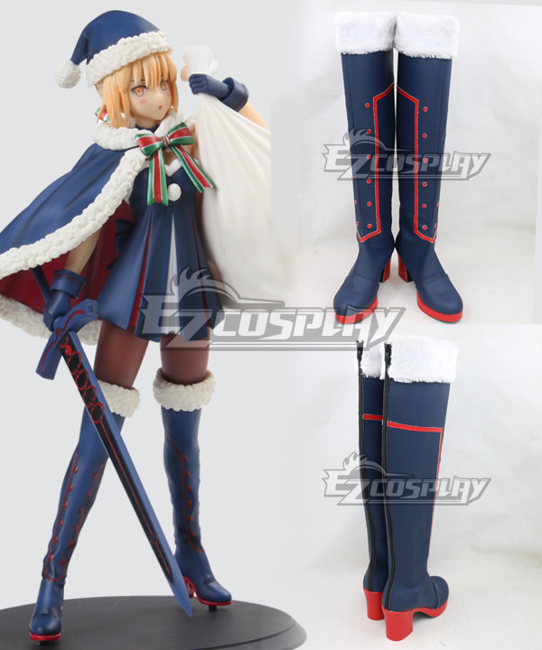 Fate Grand Order Saber Christmas Deep Blue Shoes Cosplay Boots