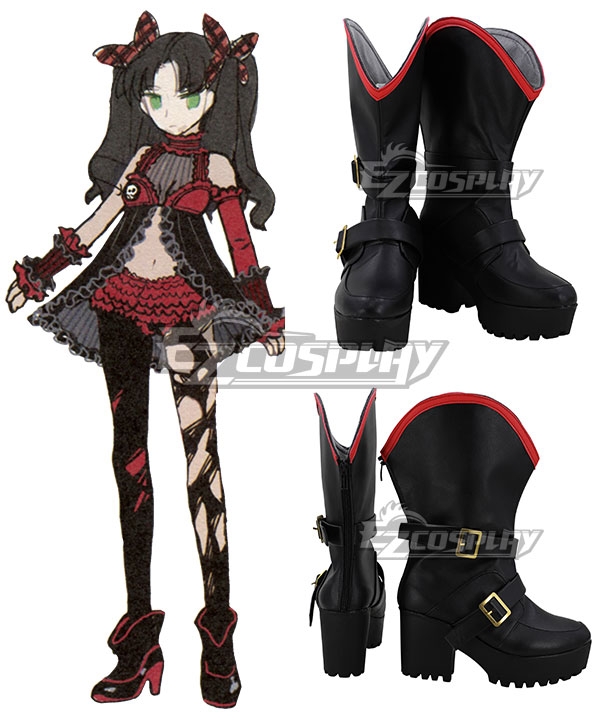 Fate/EXTRA Fate Stay Night Tohsaka Rin Black Red Shoes Cosplay Boots