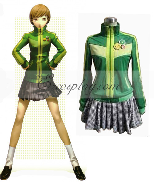 Persona 4 Satonaka Chie Green Cosplay Costume