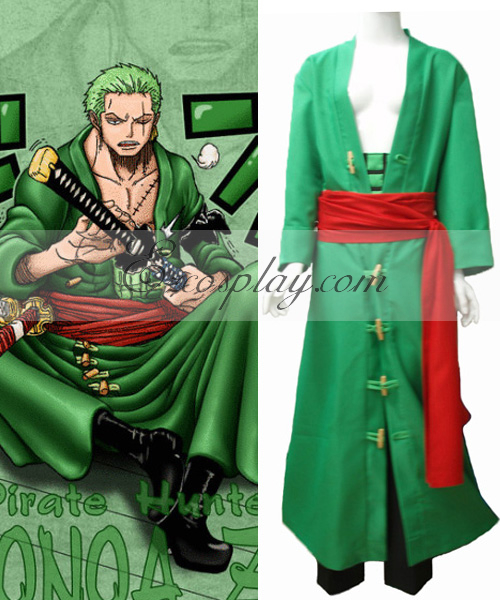 ONE PIECE Roronoa Zoro Cosplay Costume Green Uniform The Outfit