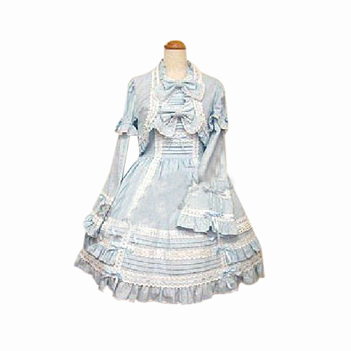 

Blue Cute 2-Piece Dress Long-sleeved Dress Lolita Cosplay Costume ELT0022