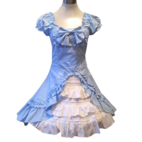 

Classic Double Hemlines Blue Dress Lolita Cosplay Costume ELT0026