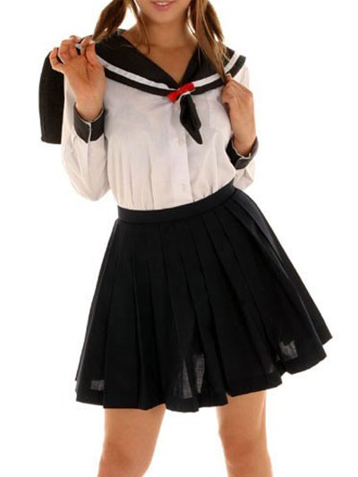Black Skirt Long Sleeves Sailor Uniform Cosplay Costume