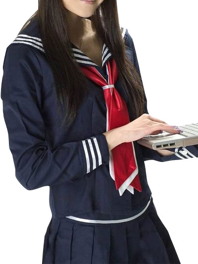Blue Long Sleeves School Sailor Uniform Cosplay Costume