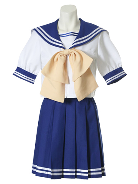 Blue Short Sleeves School Uniform Cosplay Costume