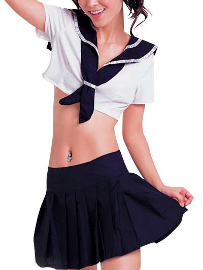 

High waisted Short Sleeves School Uniform Cosplay Costume