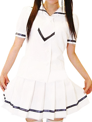 

Short Sleeves White Skirt Cute School Uniform Cosplay Costume