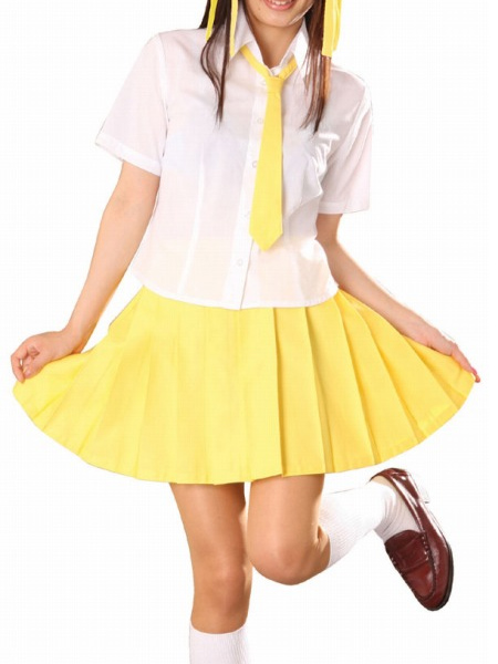 

Short Sleeves Yellow Skirt School Uniform Cosplay Costume