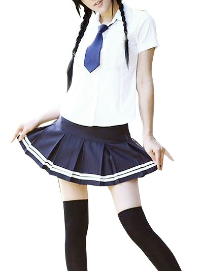 

White Short Sleeves School Uniform Cosplay Costume