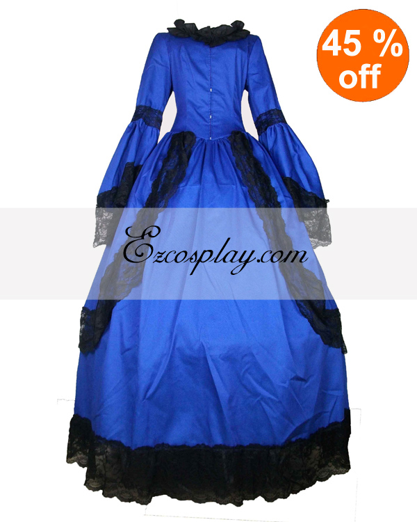 

Cutton Blue Long Sleeve Lace Gothic Lolita Dress