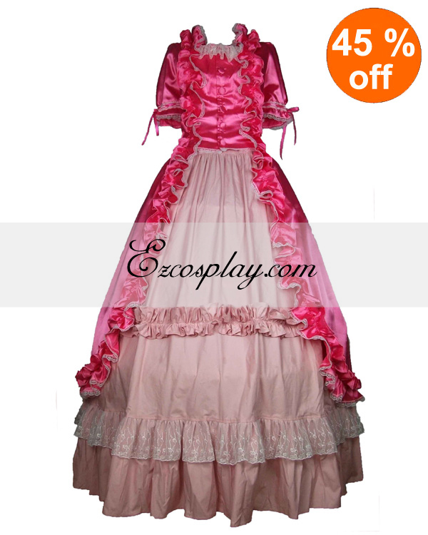 

Satin Pink Short Sleeve Gothic Lolita Dress