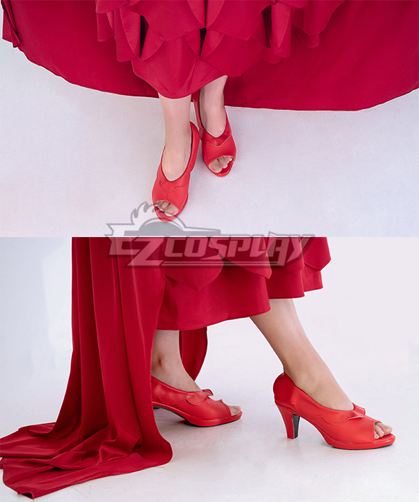 Film Ryuu to Sobakasu no Hime Belle(2021) Suzu Naito Belle Red Dress Cosplay Shoes