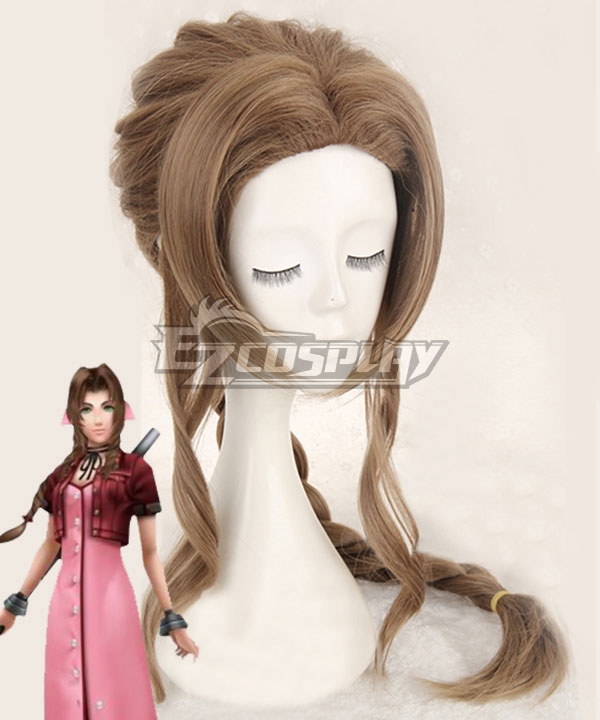 Final Fantasy VII FF7 Aerith Gainsborough Aeris Brown Cosplay Wig