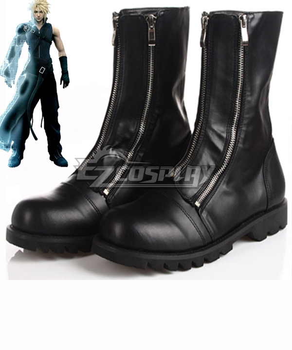 Final Fantasy VII FF7 Cloud Strife Black Shoes Cosplay Boots