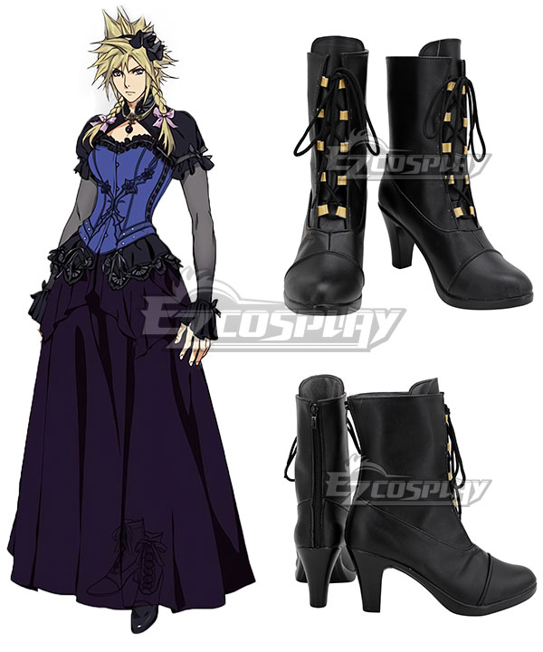 Final Fantasy VII Remake Cloud Strife Girl Ver2 Black Cosplay Shoes