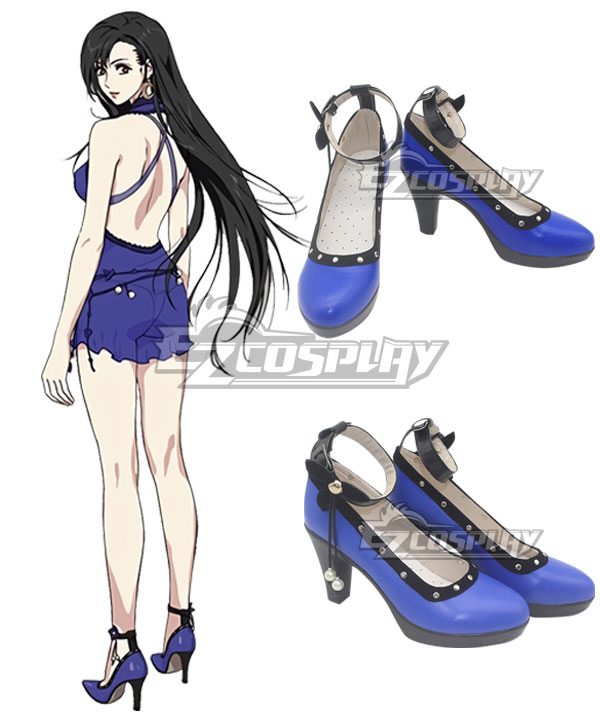 Final Fantasy VII Remake FF7 Tifa Lockhart Blue Cosplay Shoes