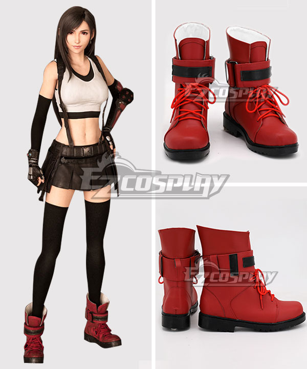 Final Fantasy VII Remake FF7 Tifa Lockhart Red Cosplay Boots
