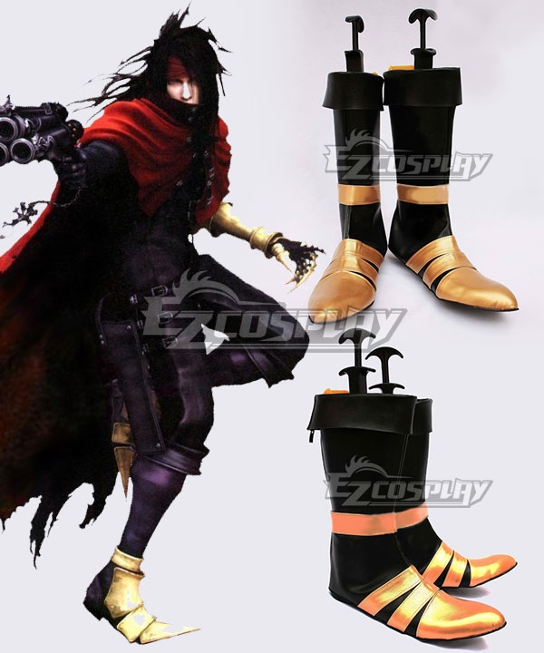Final Fantasy VII Vincent Valentine Black Shoes Cosplay Boots
