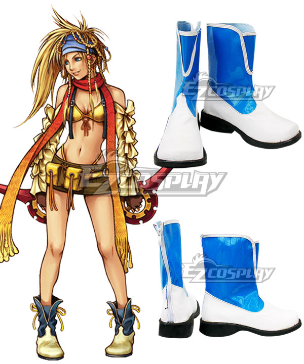 Final Fantasy X-2 FF10-2 Rikku White Blue Cosplay Shoes