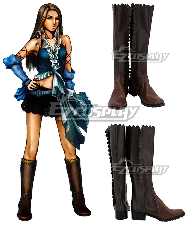 Final Fantasy X-2 Yuna Lenne Brown Shoes Cosplay Boots