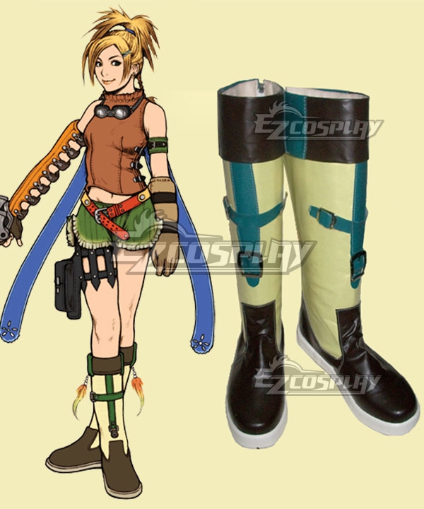 Final Fantasy X Rikku Black Yellow Shoes Cosplay Boots