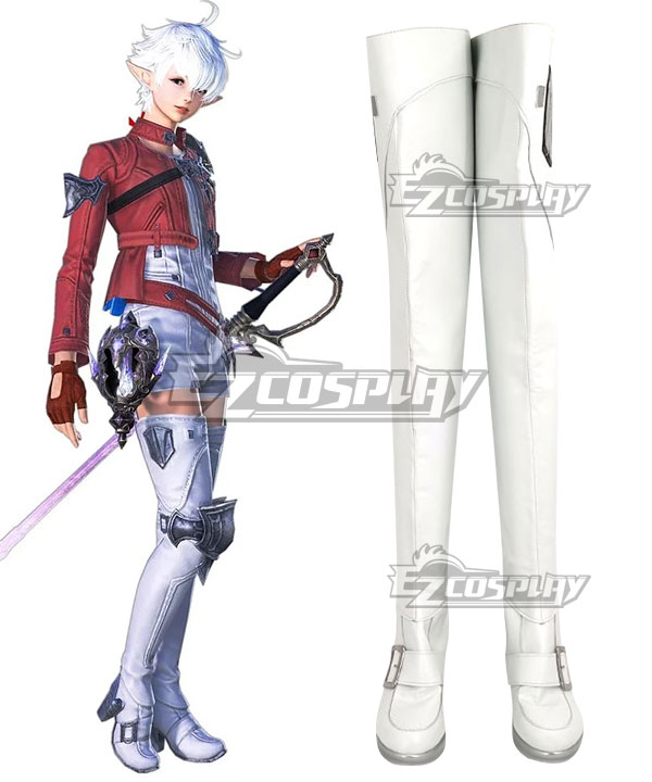Final Fantasy XIV FF14 Alisaie White Shoes Cosplay Boots