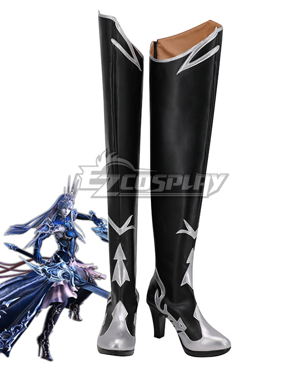 Final Fantasy XIV FF14 Heritor of Frost Shiva Black Shoes Cosplay Boots