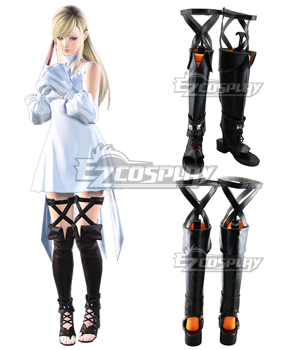 Final Fantasy XIV FF14 Ryne Black Shoes Cosplay Boots